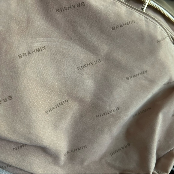 Brahmin Nylon Leather Crossbody Shoulder Hand BagTaupe & Cream - Picture 6 of 8